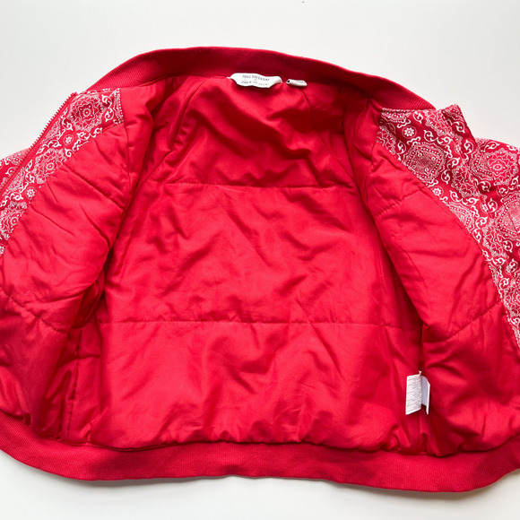 Janie and Jack x Juno Valentine Cherry Red Bandana Bomber Jacket Girls 6 Zip Up - Picture 7 of 8